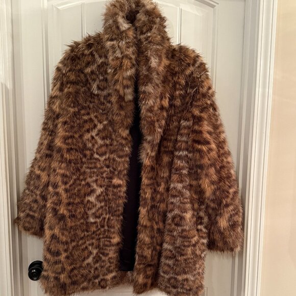 Rebecca Minkoff Leopard Faux Fur Coat - L   **BLACK FRIDAY FIRM** - Picture 2 of 10